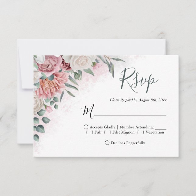 Cartons Réponse Pays Dusty Rose Floral (Devant)