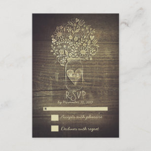 Cartons Réponse Pays rustique floral maçonnerie mariage de pot RSV