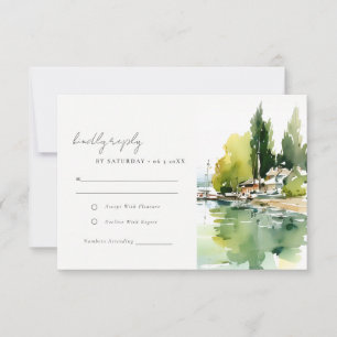 Cartons Réponse Paysage du lac de Genève Suisse Mariage