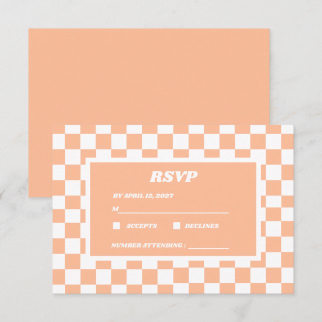 Cartons Réponse Peach Fuzz Blanc À damiers En vichy Motif (Devant / Derrière)