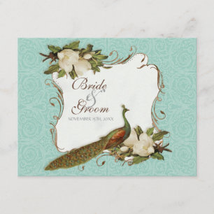 Cartons Réponse Peacock Magnolia Floral Swirl Mariage damassé