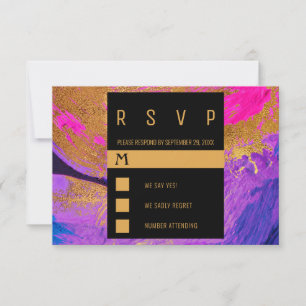 Cartons Réponse Peinture acrylique moderne mariage or rose violet