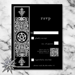 Cartons Réponse Pentagramme gothique étoile noir blanc Mariage QR 