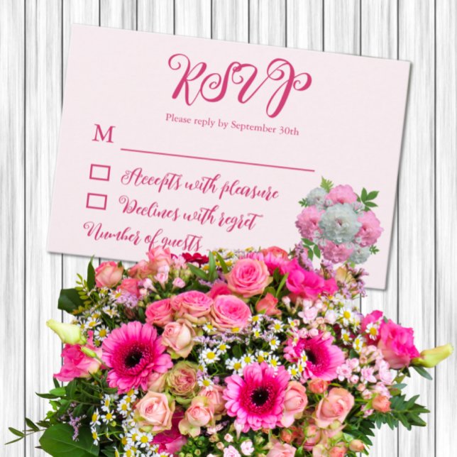 Cartons Réponse Peony Bouquet Mariage (Créateur téléchargé)