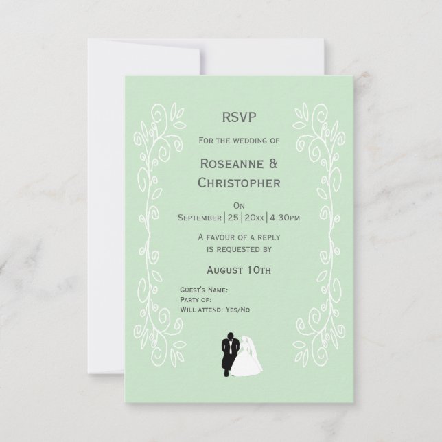 Cartons Réponse Peppermenthe Couleur Mariée Et Mariage De Concepti (Devant)