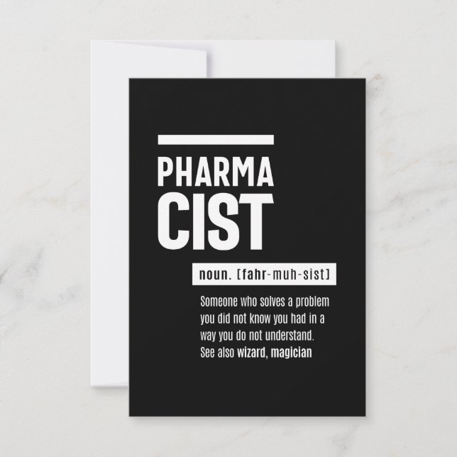 Cartons Réponse Pharmacien Définition Drôle Cadeau Classique (Devant)
