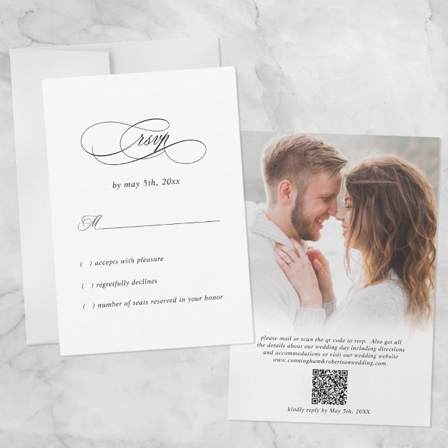 Cartons Réponse Photo de mariage élégant QR Code moderne minimal n (Créateur téléchargé)