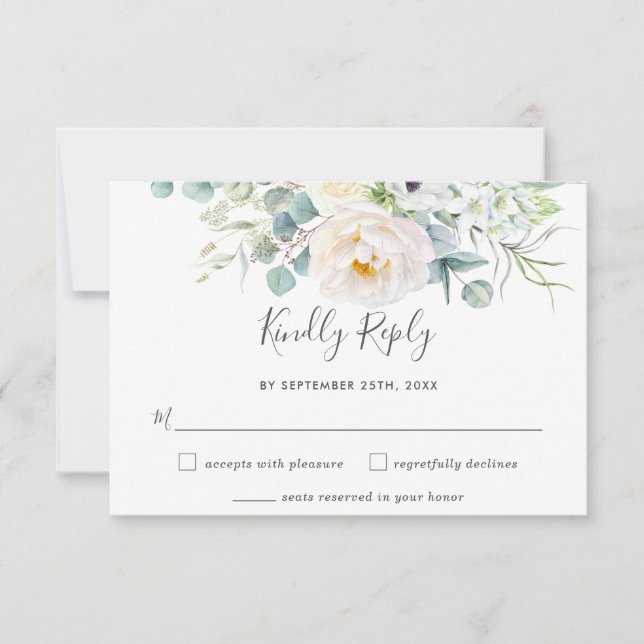 Cartons Réponse Pierres blanches Rustiques Peony Floral Greenery M (Devant)
