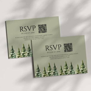 Cartons Réponse Pins neige minimaliste hiver QR Code Mariage