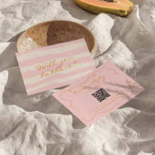 Cartons Réponse Pinstripes écrites à la main QR Code Mariage color