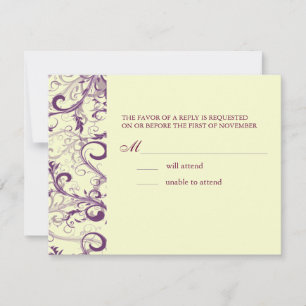 Cartons Réponse PixDezines GRAND RSVP, arrière - plan PLUM SWIRLSD