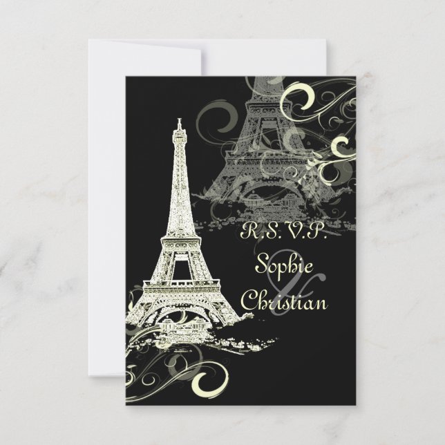 Cartons Réponse PixDezines LARGE RSVP/LA TOUR EIFFEL/CREAM SWIRLS (Devant)