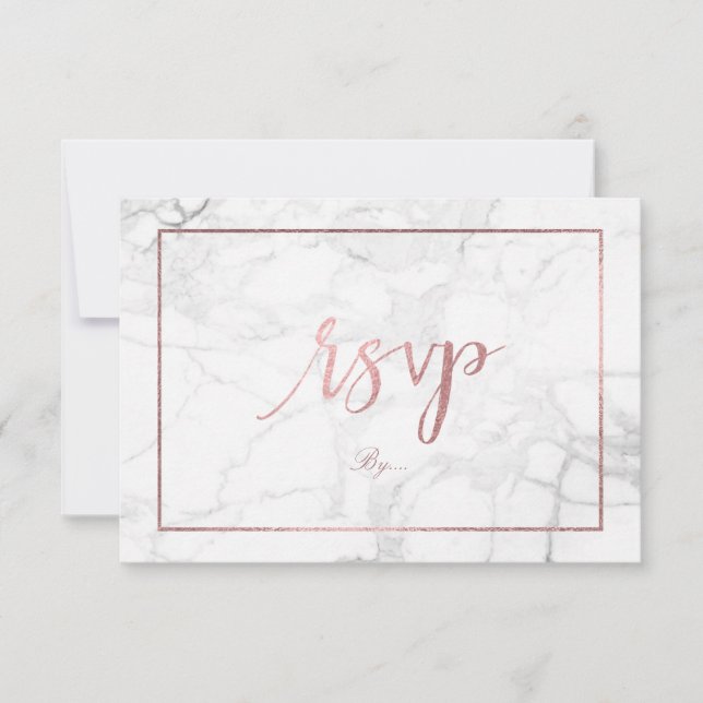 Cartons Réponse PixDezines Marbre RSVP/Or Rose Faux (Devant)