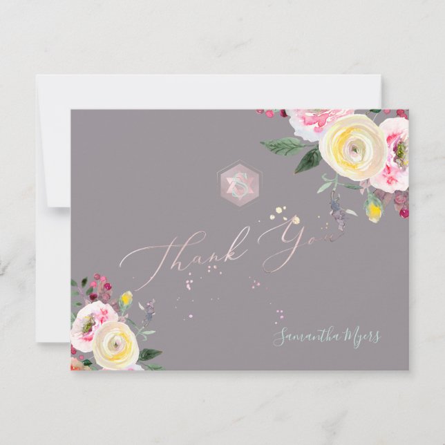 Cartons Réponse PixDezines Pastel Roses Mitzvah Merci ✡ (Devant)