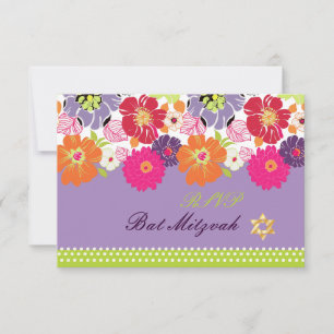 Cartons Réponse PixDezines rsvp/Alegre floral retro, Bat Mitzvah