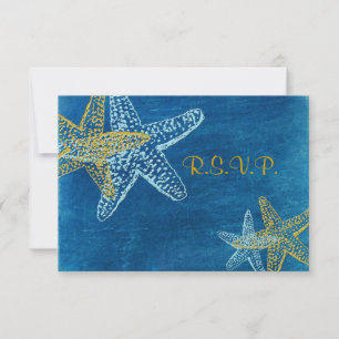 Cartons Réponse PixDezines rsvp, mariage de Starfish/blue/plage