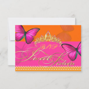 Cartons Réponse PixDezines rsvp/Papillon/fuschia, doux 16