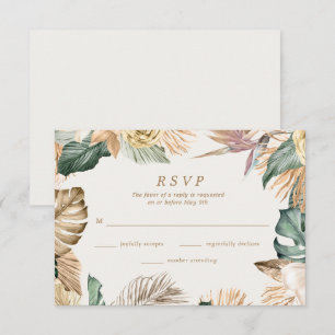 Cartons Réponse Plage florale tropicale Destination Mariage