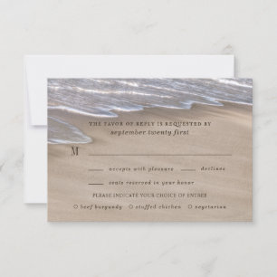 Cartons Réponse Plage Repas Choix Coeurs de sable Mariage élégant