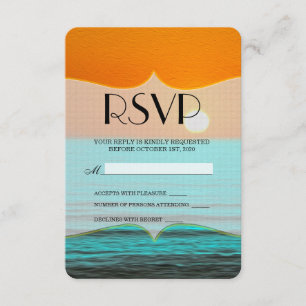 Cartons Réponse Plage Sunrise Peinture dans Ciel Orange & Eau Turq
