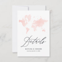 Plan du monde en aquarelle rose Détails du mariage