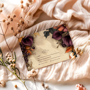 Cartons Réponse Plum foncé automne Mariage floral