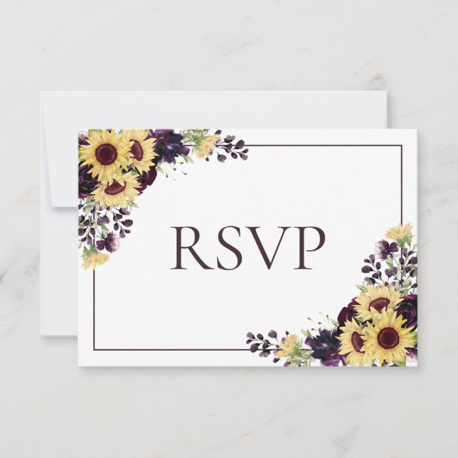 Cartons Réponse Plum Purple Tournesol Pas de Mariage Nourriture RS (Devant)