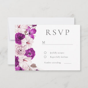 Cartons Réponse Plum romantique et Mariage d'aquarelle