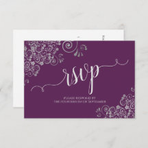 Plum violet & Argent Élégant Mariage de calligraph