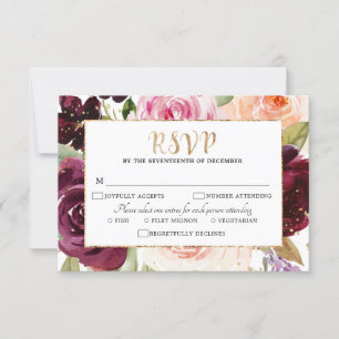 Cartons Réponse Plum violet rose pâle Mariage végétal