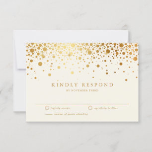 Cartons Réponse Points Confetti Faux Gold Foil Mariage ivoire RS