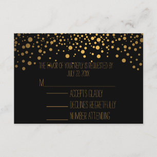 Cartons Réponse Points d'or Confetti élégants   Black