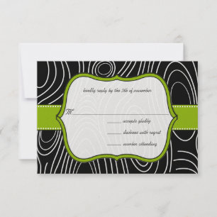Cartons Réponse Points Mariages Apple Green & Black Wood Grain