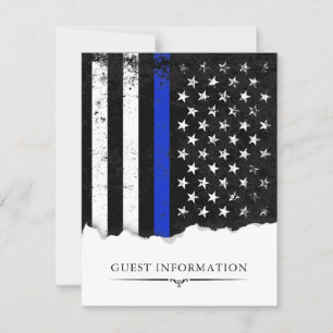 Cartons Réponse Police Style American Flag Party Event Guest Info