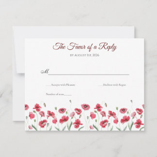 Cartons Réponse Poppy & Lavender Watercolor Floral Wedding