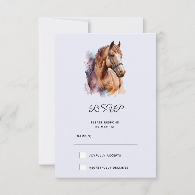 Cartons Réponse Portrait de tête de cheval Brown en Mariage aquare (Devant)