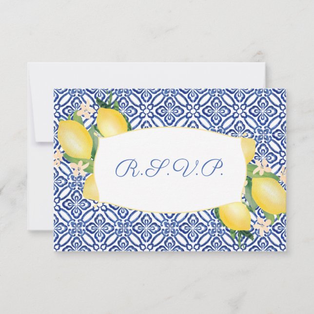 Cartons Réponse Positano Lemons Carreaux Bleus Mariage choix de re (Devant)