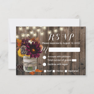 Cartons Réponse Pot floral automnal rustique pour mariage d'automn
