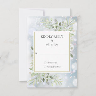 Cartons Réponse Premiers Snowflakes Verdure Mariage d'hiver