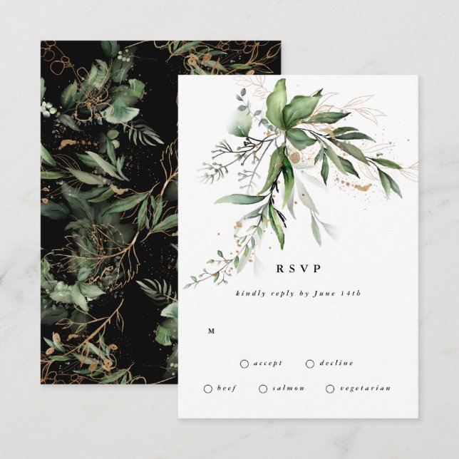 Cartons Réponse Premium Black Sage Botanical Eucalyptus Green (Devant / Derrière)