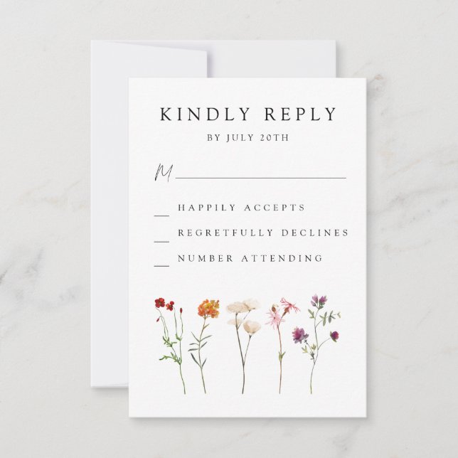 Cartons Réponse Pride lesbienne Fleur sauvage minimale Mariage flo (Devant)