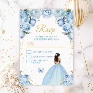 Cartons Réponse Princesse à la peau foncée bleu clair et or