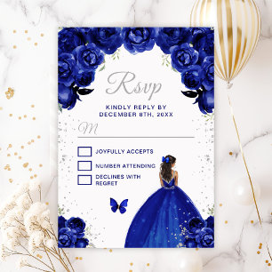 Cartons Réponse Princesse à la peau foncée bleu foncé et argent