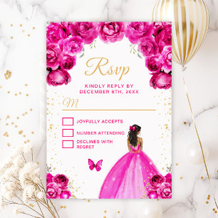 Cartons Réponse Princesse à la peau foncée rose chaud et or