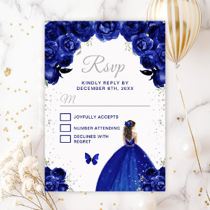 Cartons Réponse Princesse aux cheveux bruns bleu foncé et argent