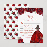Princesse aux Cheveux Bruns Fleurs Florales Rouges