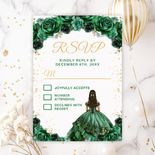Cartons Réponse Princesse Fleurie Vert Foncé Quinceañera