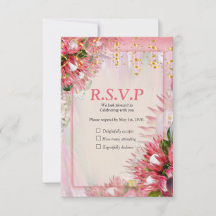 Cartons Réponse Protea Fuchsia avec rubans Blush & Gold