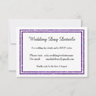 Cartons Réponse Purple Faux Glittered Trim - Détails du jour de ma