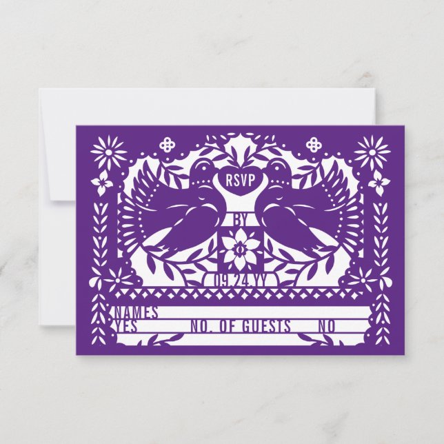 Cartons Réponse Purple Mexicaine Fantail Doves Papel Picado (Devant)